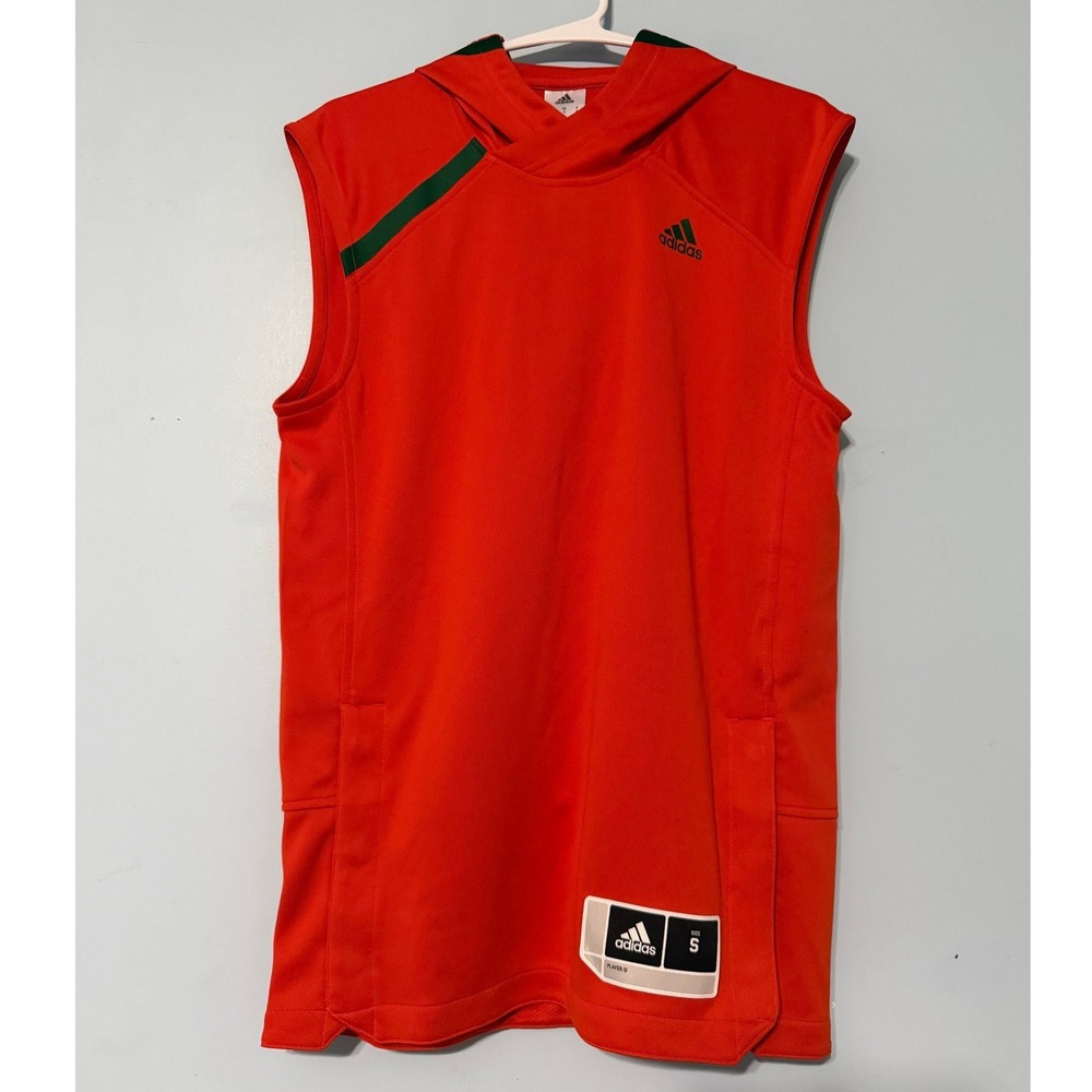 Adidas Miami Hurricanes Men'sSmall Sleeveless Hoodie Orange Green 2262